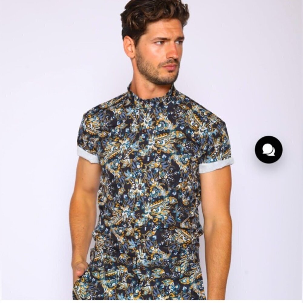 NWOT Romperjack BOHEMIAN short sleeve shorts button down lightweight jumpsuit L - Picture 3 of 11